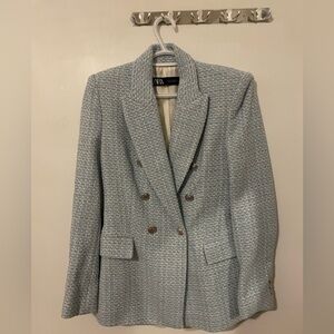 Zara Textured Double-Breasted Blazer